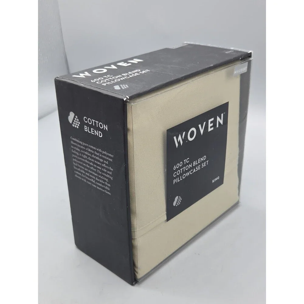 Malouf Set (2) King Size Pillowcases 600 TC Cotton Blend NEW